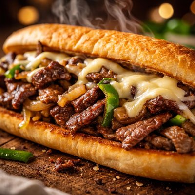 Image of Philly Cheese Steak Sandwich As It Should Be Made Authentic
