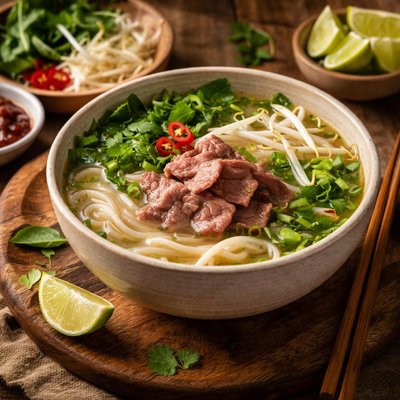 Image of Vegetarian Pho Bo (Vietnamese Beef Noodle Soup)