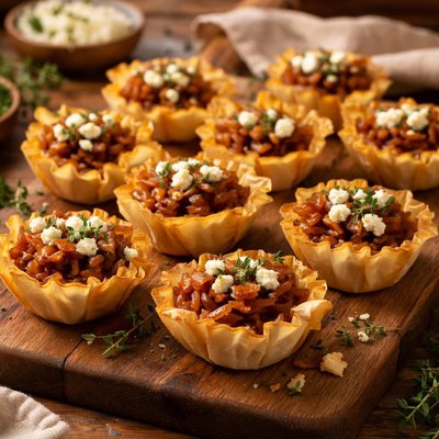 Image of Phyllo Cups with Caramelized Onion Hors D Oeuvres