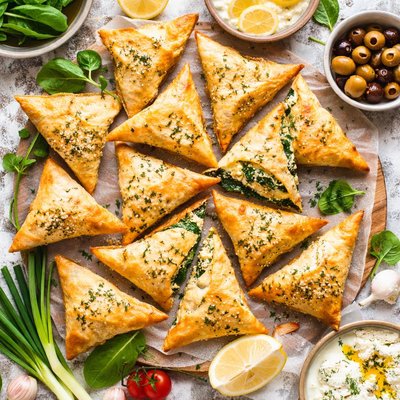 Image of Phyllo Triangles with Spinach Feta and Ricotta