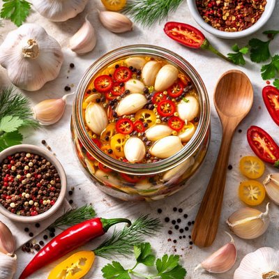 Image of Pickled Garlic with Hot Pepper