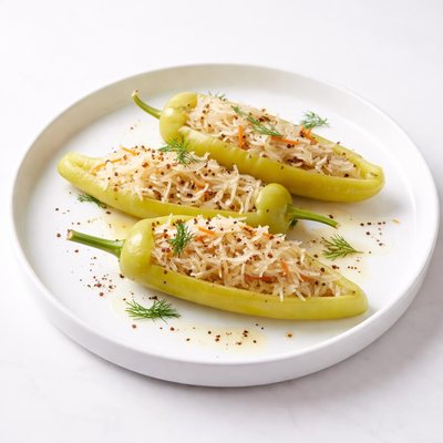 Image of Pickled Sauerkraut Stuffed Banana Peppers