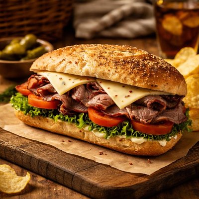 Image of Picnic Roast Beef and Pepper Jack Sandwich