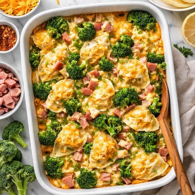 Image of Pierogie Broccoli and Ham Bake