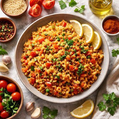 Image of Pilaf with Tomato Turkish Style Domatesli Pilav