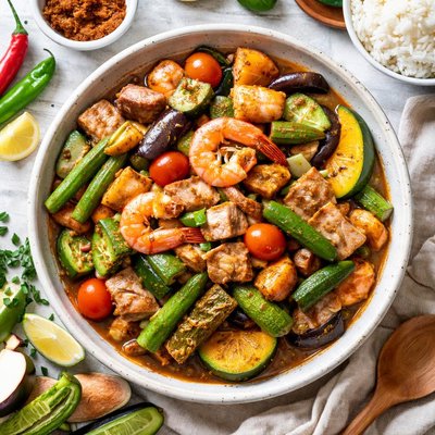 Image of Pinakbet Filipino Meat Veggie Stew with Shrimp Paste
