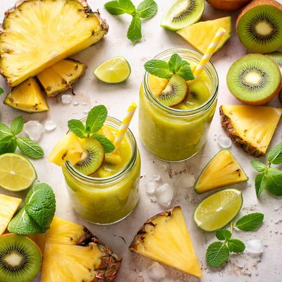 Image of Pineapple and Kiwi Fruit Juice for Fresh and Young Skin