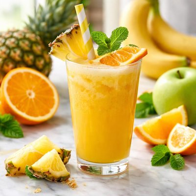 Image of Pineapple Apple Banana and Orange Juice