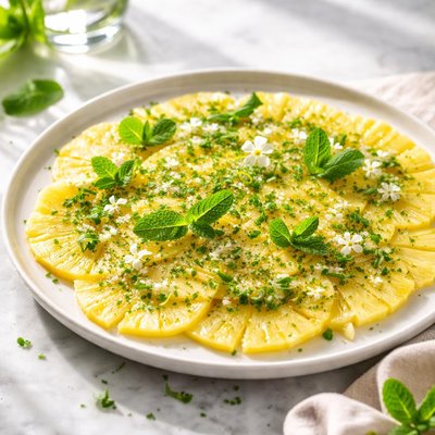 Image of Pineapple Carpaccio with Mint Sugar