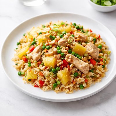 Image of Pineapple Fried Rice from Cooked Leftover Rice and Chicken