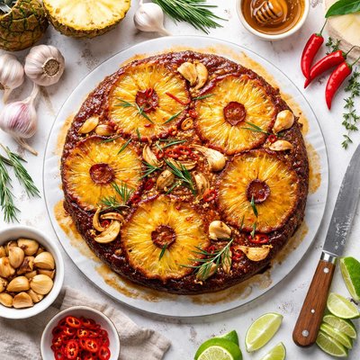 Image of Pineapple Garlic Upside Down Cake