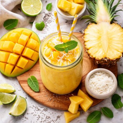 Image of Batido de Piña y Mango Bajo en Grasa