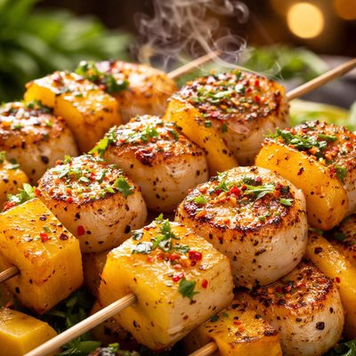 Image of Pineapple Mango Tango Scallops Skewers