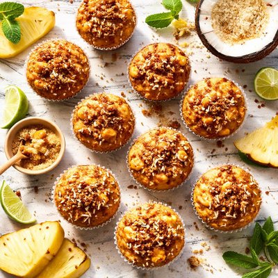 Image of Pineapple Muffins with Coconut and Brown Sugar Topping
