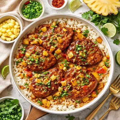 Image of Pineapple Pork Chops and Rice