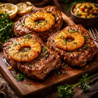 Image of Pineapple Pork Chops Grilled