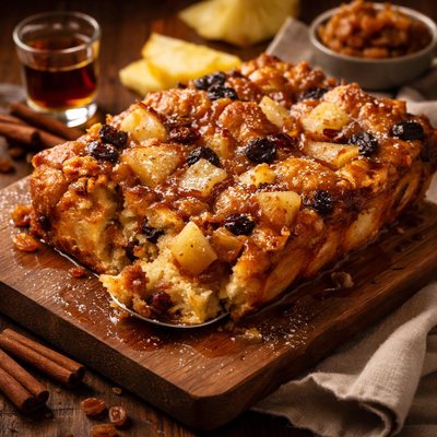 Image of Pineapple Raisin and Rum Bread Pudding