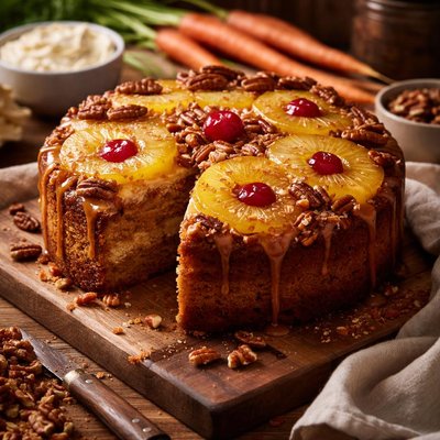 Image of Pineapple Upside Down Outrageous Carrot Cake