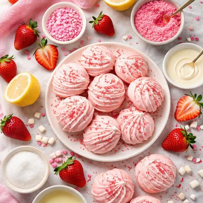 Image of Pink Cookies Meringue Jello Cookies