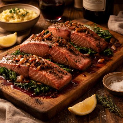 Image of Pinot Noir Poached Salmon