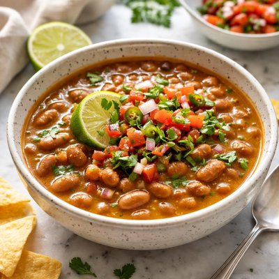 Image of Pinto Bean Soup with Fresh Salsa