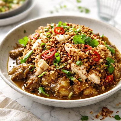 Image of Piquant Crab and Eggplant Aubergine Dressing