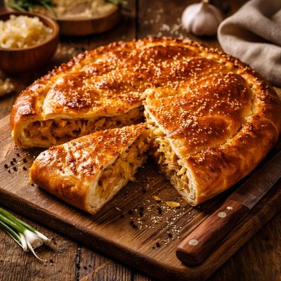 Image of Pirog Kapustnaya Nachinka Savory Pie with Cabbage Filling