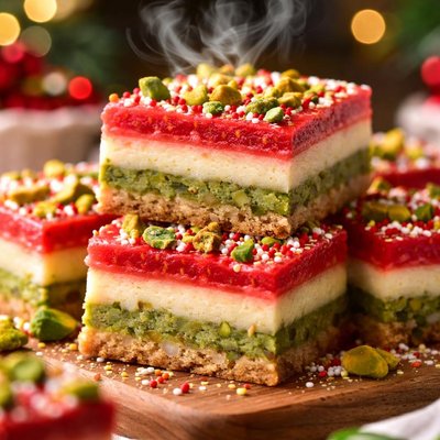 Image of Pistachio Christmas Ribbon Bars