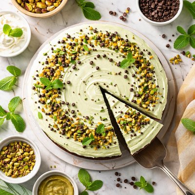 Image of Pistachio Mint Chocolate Chip Cake