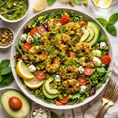 Image of Pistachio Mint Pesto Shrimp Salad