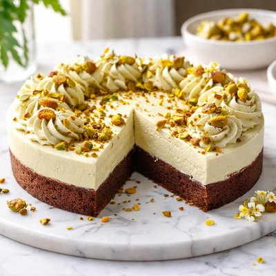 Image of Pistachio Mousse Brownie Torte