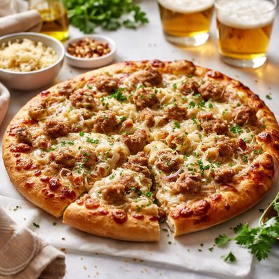 Image of Pizza with Sausage Sauerkraut Swiss Cheese