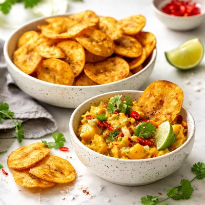 Image of Plantain Chips with Chilli Mango Dip