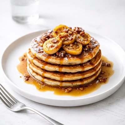 Image of Plantain Pancakes with Rum Sauce