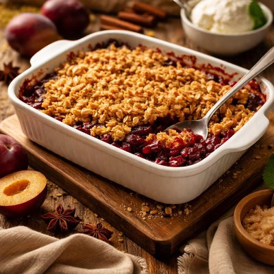 Image of Plum and Cinnamon Crumble