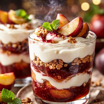 Image of Plum Parfaits with Mascarpone Whipped Cream