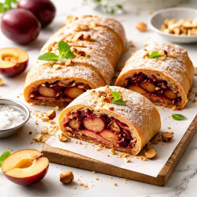 Image of Plum Strudel with Hazelnuts