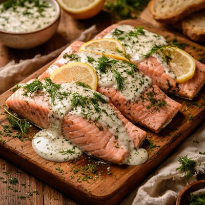 Image of Poached Salmon W Dill Sauce Cold