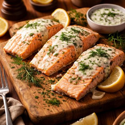 Image of Poached Salmon with Dill Sauce