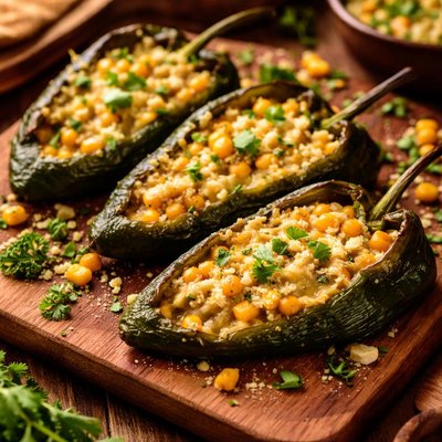 Image of Poblanos Stuffed with Corn and Cheese