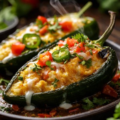 Image of Polenta Stuffed Poblano Peppers