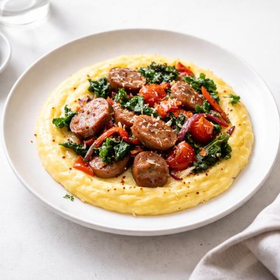 Image of Polenta with Italian Sausage and Vegetables