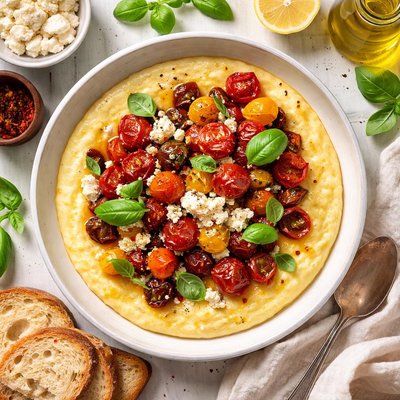 Image of Polenta with Roasted Tomatoes and Goat Cheese