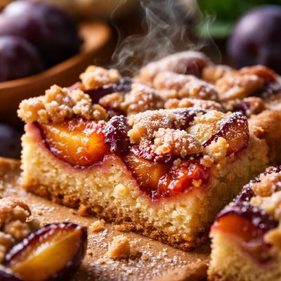 Image of Polish Fresh Plum Cake Placek Z Sliwkami