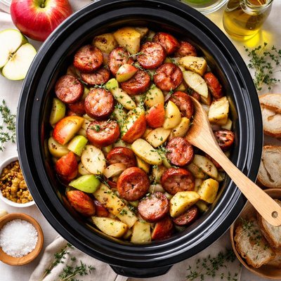 Image of Polish Sausage and Apples Crock Pot
