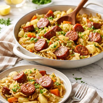 Image of Polish Sausage and Cabbage Dinner