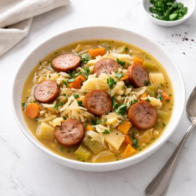 Image of Polish Sausage and Cabbage Soup Crock Pot
