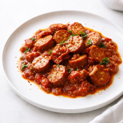 Image of Polish Sausage in Tomato Sauce Kielbasa W Sosie Pomidorowym