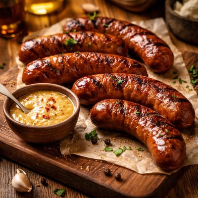 Image of Polish Sausages with Spicy Honey Mustard
