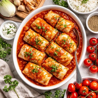 Image of Polish Stuffed Cabbage Rolls Golabki Golumkies Golumpkis
